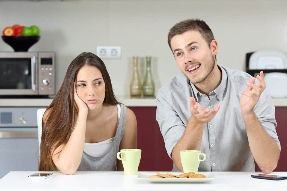 Wife listening to her husband speak