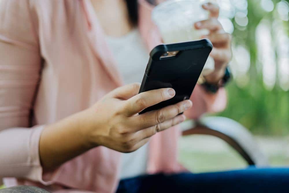 Woman looking at her phone