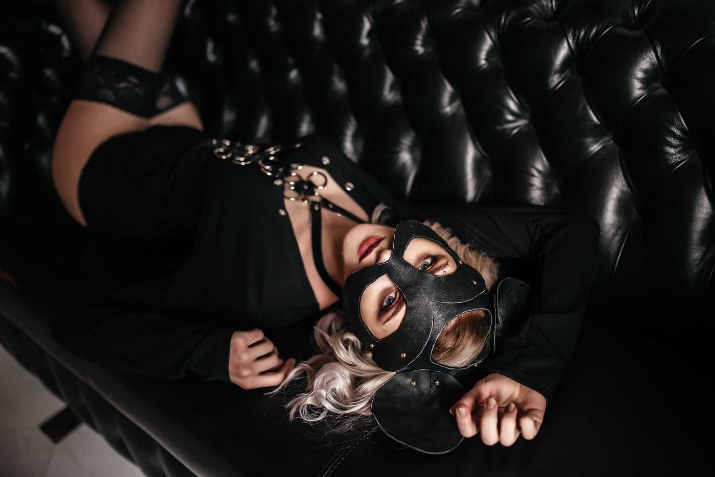 catwoman playful on couch