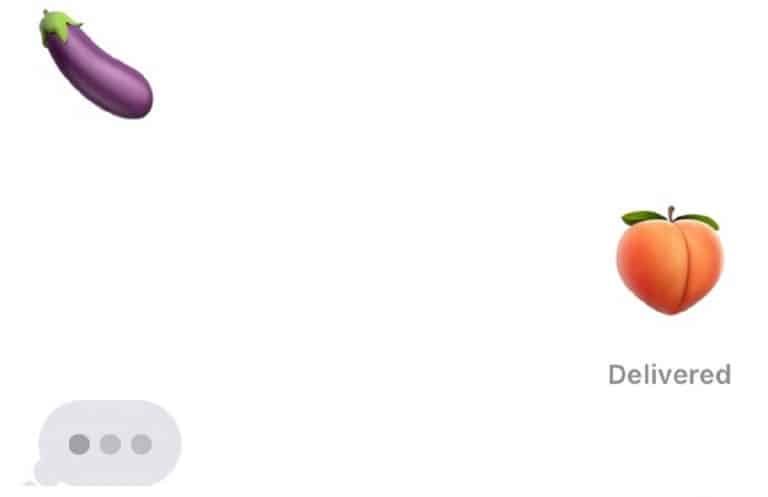 eggplant and peach emojis in chat