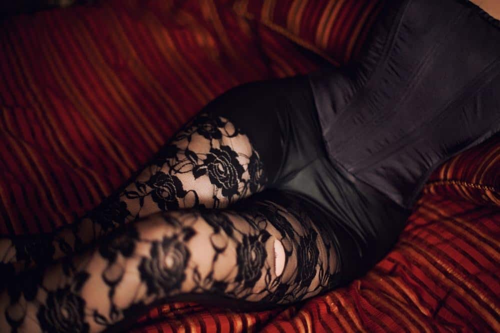 sexy woman in black stockings