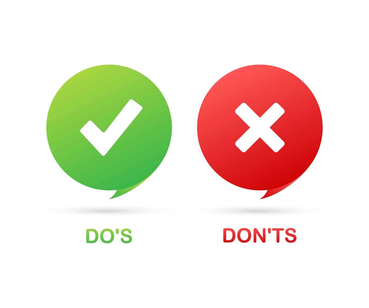 Do's and Don'ts like thumbs up or down. flat simple thumb up symbol