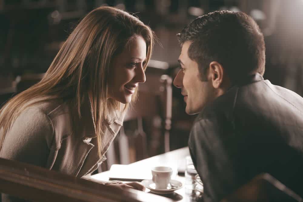 romantic couple in a restaurant