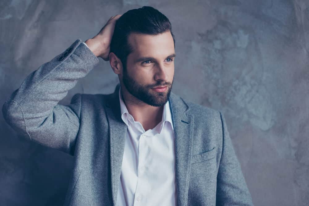 Man model holding his head