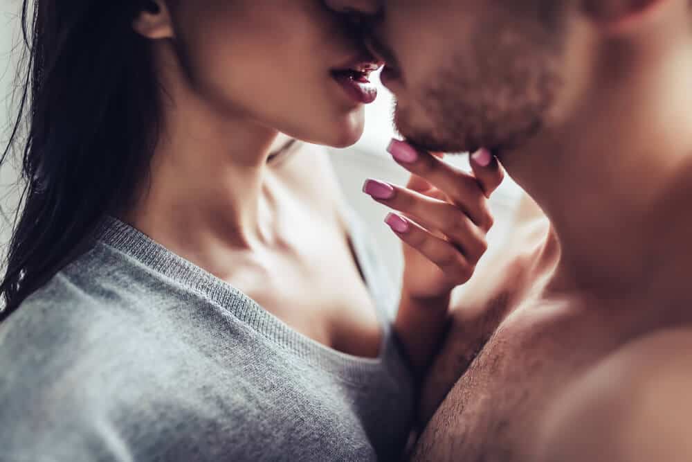 couple about to kiss