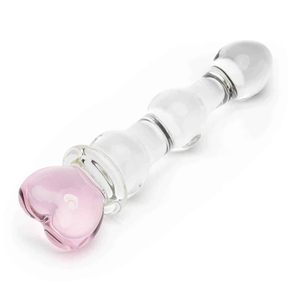 Crystal Heart Wavy Glass Dildo 6 Inch