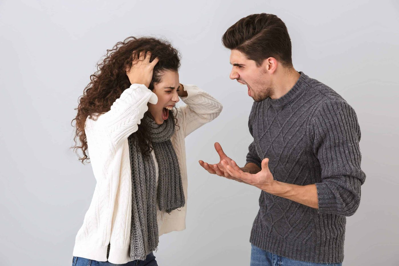 couple shout at each other