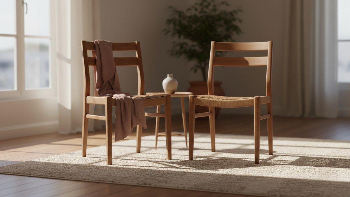 two chairs facing each other by a sunlit window